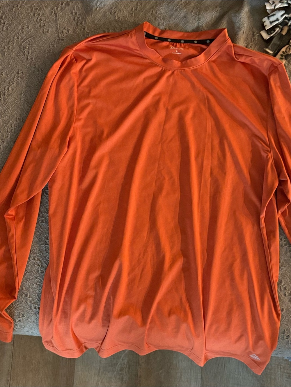 ZELOS Men's Long-Sleeve Performance Tee in Bright Orange